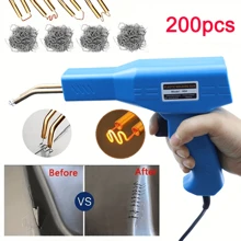 Portable Plastic Welding Gun, Welding Kit With 200 Welding Nails, Suitable For Repairing Cracks In Car Body Doors, Adhesive Welding Tool Kit, European Plug Welding Machine (Red/Black/Yellow/Blue)