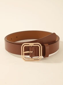 1件金色方形扣休闲连衣裙、T恤、裤子时尚优雅女士腰带，适合秋季、万圣节等场合 - 咖啡棕 - 查看 3