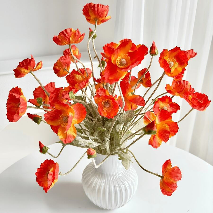 1/3/5/6支装，59厘米仿真罂粟花，每枝4朵，简约现代风格，可弯曲且不褪色 - 适合DIY花墙、场景装饰、客厅/卧室花瓶插花、婚礼、派对、桌面装饰。也适合秋冬季装饰、家居、厨房、婚礼、餐桌、中心摆件、办公室、花园、户外等场合。