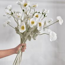 1/3/5支装仿真罂粟花，长59厘米，每枝4朵，简约现代风格，可弯曲且不褪色 - 适用于DIY花墙、场景装饰、客厅/卧室花瓶插花、婚礼、派对、桌面装饰。也适用于秋冬季装饰、家居装饰、厨房装饰、婚礼装饰、餐桌摆饰、办公室装饰、花园装饰、户外装饰、生日/毕业礼物、园艺、仿真花 - 白色 - 查看 4