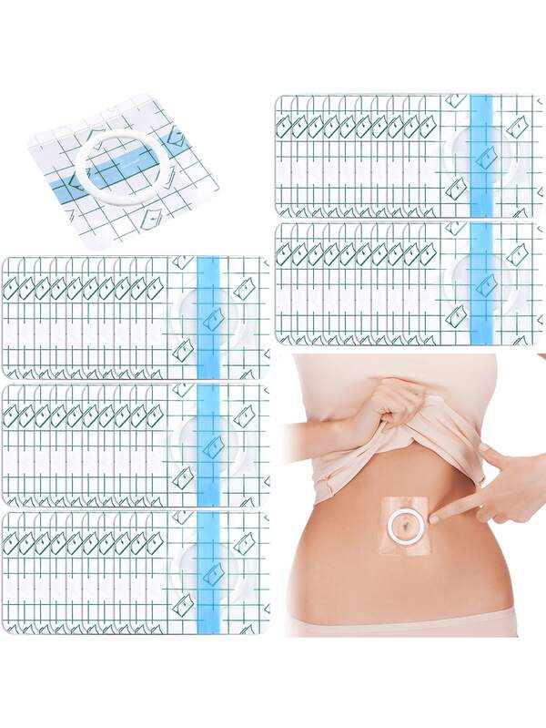 Disposable Transparent PU Film Castor Oil Navel Stickers, Waterproof Navel Stickers, Self-Adhesive Castor Oil Stickers, No Leakage Organic Cotton Wraps Pack (Clear, 7x7cm)