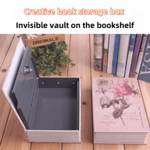 1 pièce Boîte de sécurité en forme de livre créative, boîte de sécurité miniature réaliste de type clé à fleur de rose pour le chevet, tailles standard, moyenne et grande, pour le bureau, la chambre à coucher, etc.