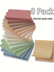 (4/8/16 Pack) Vintage Style 3x3 Inch Lined Self-Stick Notes, 8 Color High Adhesive Sticky Note Pads For School, Office, And Home Use - Reusable And Multi-Purpose Sticky Memo Pads,50 Sheets/Pad