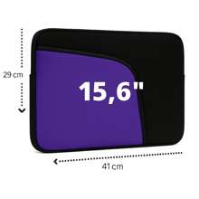 15.6 Inch Black Notebook Case With Lilac Pocket - Compatible With All Brands - Protection And Style