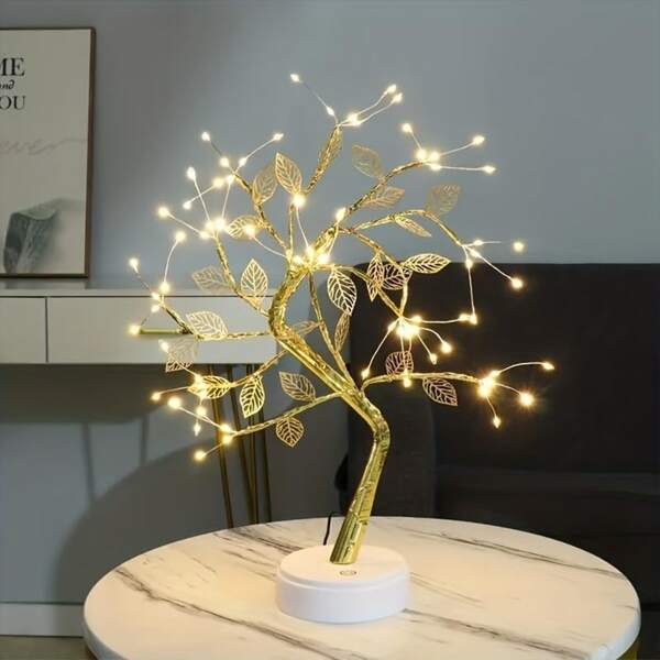 1pc 72 LED Desktop Bonsai Tree Branch Lamp With Touch Switch, USB/Battery Powered Artificial Tree Light, Suitable For Bedroom, Desk, Christmas Party, Halloween, Indoor Decor, Holiday Decor, Night Light (Batteries Not Included)