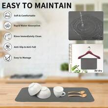 1PC Super Absorbent Diatomaceous Earth Coffee Mat Kitchen Counter Dishes Drying Mat Anti Slip Drying Mat For Kitchen Dining Table Bathroom Pet Feeding Dishes Tableware Coffee Machine Sink Thanksgiving Mother's Day Easter Gifts - Multicolor - View 4