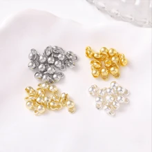 30 件珠头 18K 镀金黄铜结盖翻盖端盖卷边珠球链连接扣适用于珠宝制作 DIY 配件工艺品配件