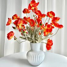 1/3/5/6支装，59厘米仿真罂粟花，每枝4朵，简约现代风格，可弯曲且不褪色 - 适合DIY花墙、场景装饰、客厅/卧室花瓶插花、婚礼、派对、桌面装饰。也适合秋冬季装饰、家居、厨房、婚礼、餐桌、中心摆件、办公室、花园、户外等场合。 - 夕陽紅 - 查看 5