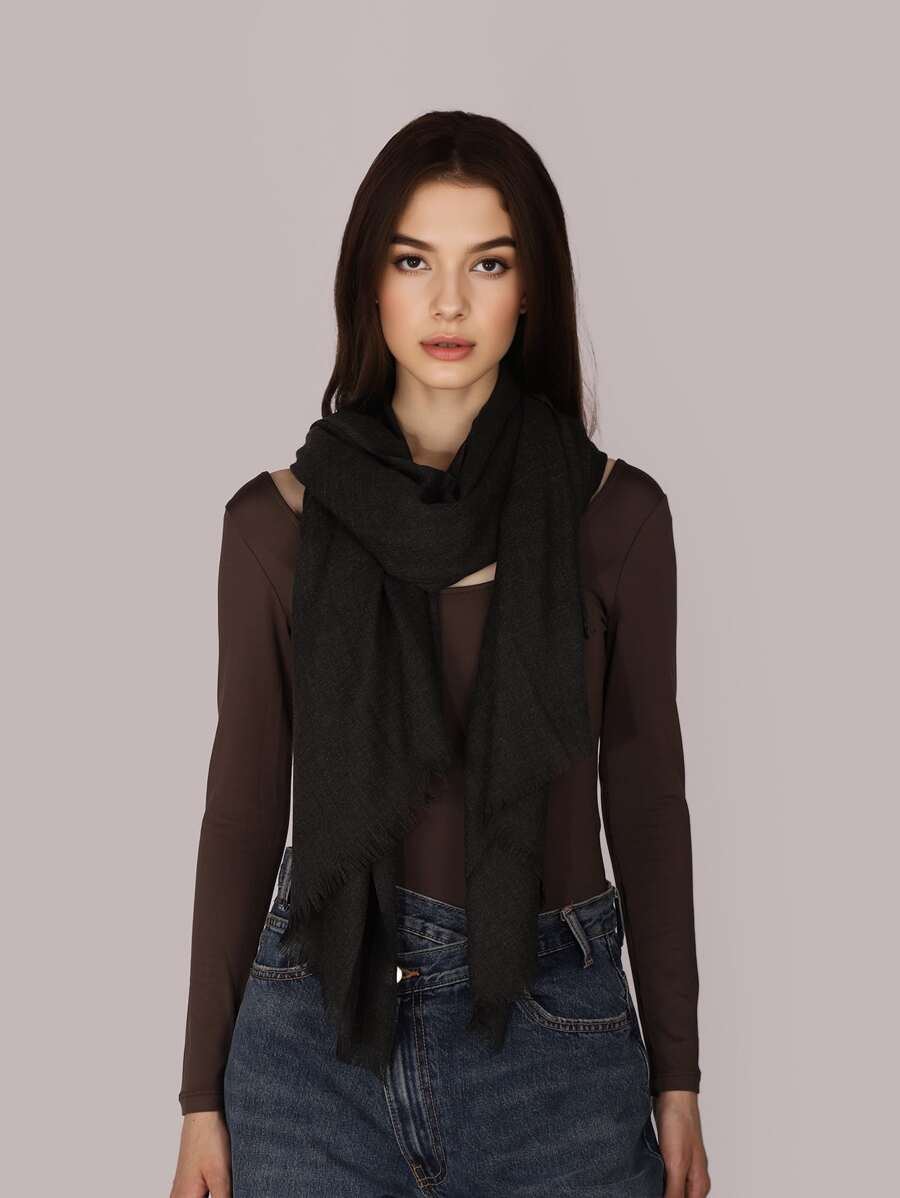 1pc Women's Solid Color Lightweight Silky Feel Large Size Travel Photography Simple Fashion Scarf Shawl Wrap