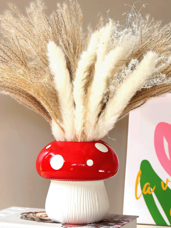 1 st röd svampvas i keramik för blomsterdekoration, modern heminredning, svampformad vas, minimalistisk vas för soffbord, mittpunkt i badrum, kök, kontor, heminredning