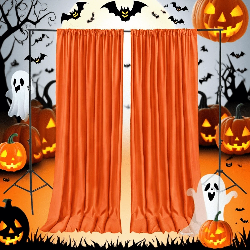 Latar Belakang Oranye Bertekstur Kerut Ukuran 5ft x 7ft/8ft/10ft, Terbuat dari Poliester, Tekstur Kerut, Ideal untuk Pesta Halloween, Pernikahan, dan Perayaan Ulang Tahun - Jeruk - View 1
