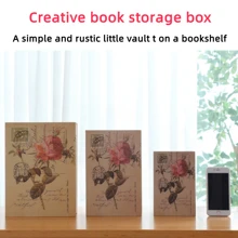 1 pièce Boîte de sécurité en forme de livre créative, boîte de sécurité miniature réaliste de type clé à fleur de rose pour le chevet, tailles standard, moyenne et grande, pour le bureau, la chambre à coucher, etc.