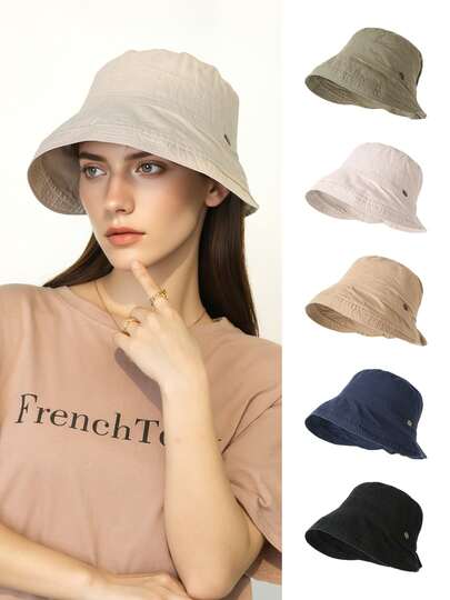 1 件女士休闲可折叠宽边遮阳帽，适合旅行和户外，春夏秋季服装