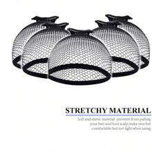 1/2/3/4/5/6/10件黑色假发帽，透气网眼假发帽，男女通用网眼假发帽，假发网，黑色防滑透气弹力尼龙假发帽套装，长假发帽，可拉伸高弹力耐用假发网，假发护理套装，假发配件 - 黑色 - 查看 3