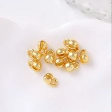 30 件珠头 18K 镀金黄铜结盖翻盖端盖卷边珠球链连接扣适用于珠宝制作 DIY 配件工艺品配件