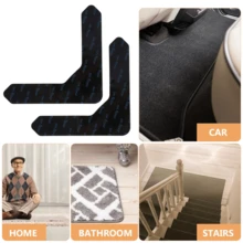 2/6 قطعة شريط سجاد، قابل للغسيل من البولي يوريثان مانع للانزلاق وقابل لإعادة الاستخدام لتثبيت السجاد - الأسود - مشاهدة 5