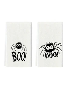 2pcs/4pcs/12pcs Halloween Spider & Ghost Pattern Kitchen Towels, Halloween Spider & Ghost Pattern Bathroom Towels, Halloween Outdoor Party Towels, Halloween Home Decor, Modern Style, Quick Drying, Super Soft Microfiber Material, Rectangular, 15.75IN*23.62IN/40*60CM Digital Printing Pattern, Suitable For Outdoor Party Decoration, Halloween Holiday Gifts - Multicolor - View 14