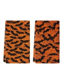 2pcs/4pcs/12pcs Halloween Bat Pattern Kitchen Towels, Halloween Spider Web Pattern Bathroom Towels, Halloween Outdoor Party Towels, Halloween Home Decor, Modern Style, Quick Drying, Super Soft Microfiber Material, Rectangular, 15.75IN*23.62IN/40*60CM Digital Printing Pattern, Suitable For Outdoor Party Decoration, Halloween Holiday Gifts - Multicolor - View 2