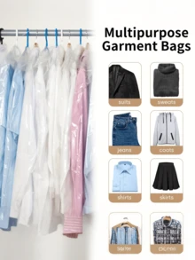 10/15 件衣服防尘罩，透明塑料衣服防尘袋，挂衣袋，干洗店服装挂袋，可重复使用防尘袋，适用于学校、办公室、家庭、旅行的衬衫、西装、连衣裙、外套、便携式防尘服装袋（无衣架） - 彩色 - 查看 3