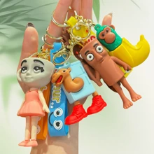 1pc Italian Brainrot Shanhaijing Keychain, Funny Wooden Man Pendant, Tralala Shark Plush Doll, Creative Novelty Item, Backpack Accessory, Stress Relief Gift, Chinese Style Present For Students