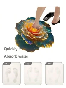 1pc Purple 3D Visual Abstract Flower Shape Mat, Made Of Siliceous Mud With Anti-Slip Bottom, Suitable For Sofa, Bedroom, Bathroom, Living Room, Bedside, Washable & Quick-Drying, Can Also Be Used As Absorbent Coaster