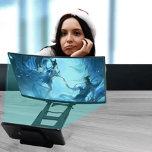 1pc Mobile Magnifying Glass, 12 Inch Curved Mobile Magnifying Glass Upgraded High-Definition 3D Mobile Screen Amplifier Mobile Phone Stand, With Screen Amplifier, Compatible With All Smartphones For Movies And Videos, Foldable Stand Extender, Bringing A Perfect Viewing Experience And Enhancing Your Gaming And Movie Nights. - Multicolor - View 3