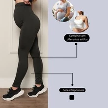 Maternidade Legging Atléticas Gestante Cós Alto Calça Blackout - Preto - Visão 4