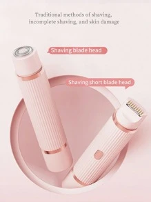 1pc Electric Female Painless Hair Removal Trimmer, Bikini/Intimate Area Epilator, Dual Heads Shaver, Multi-Purpose Design, Waterproof Blades, Type-C Charging, Compact & Convenient, Specially For Women To Trim Pubic Hair, Armpit Hair, Leg Hair And Upper Lip Hair, 2in1 Female Electric Depilation Set