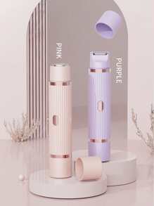 1pc Electric Female Painless Hair Removal Trimmer, Bikini/Intimate Area Epilator, Dual Heads Shaver, Multi-Purpose Design, Waterproof Blades, Type-C Charging, Compact & Convenient, Specially For Women To Trim Pubic Hair, Armpit Hair, Leg Hair And Upper Lip Hair, 2in1 Female Electric Depilation Set