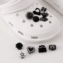 10 件黑色系列卡通女鞋吊饰凉鞋装饰鞋花DIY配件，返校