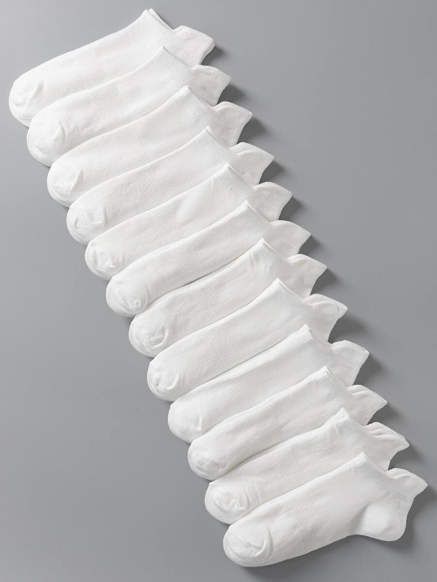 12双白色高跟简约百搭透气防滑时尚女士袜子 - 白色 - 查看 1