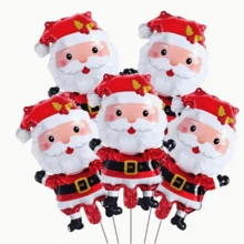 5 mini balonów foliowych w kształcie Świętego Mikołaja ze złotym paskiem, dekoracja na imprezę świąteczną