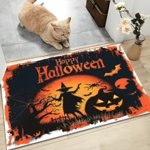 1 件万圣节元素图案印花防滑硅胶门垫，万圣节装饰，3D 印花矩形地毯，适用于入口、客厅、厨房、卧室、走廊、浴室、洗衣房 - 涤纶地毯，适用于室内外家居装饰 - 彩色 - 查看 4