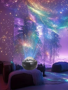 1pc Remote Control Aurora LED Star Sky Projector Lamp - USB Powered, Multicolor Lighting, Suitable For Bedroom, Ceiling Decor, Home Theater, Camping, Wedding Party Decoration, Christmas Gift, Remote Control Lamp - Multicolor - View 7