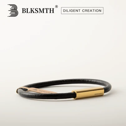 BLKSMTH "Golden Cube" Gold-Plated Leather Bracelet For Women