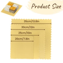 10pcs Square Gold Cake Boards, Fan-Shaped Edge Oil-Proof Disposable Cake Bases - Thickened Bottom Baking Trays, Suitable For Wedding Birthday Cake Supplies, Pizza Base Cake Plate Accessories - Gold - View 6