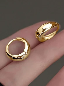 1 对简约泪滴形耳环，厚实的金色水滴形耳环，U 形耳环，椭圆形耳环，时尚优雅的轻巧精致女士珠宝，送给她的完美礼物 - 彩色 - 查看 15