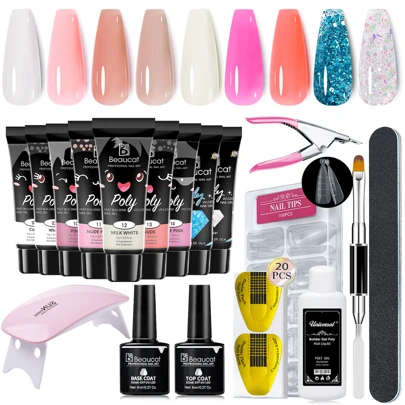 Kit Para De Uñas Polygel Completo Acrilicas Beaucat 19 Pcs