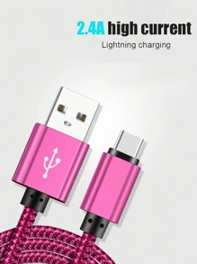 USB C Fast Charging Cable,USB A To C Nylon Braided Charging Cable,Type C Data Sync Cable,Compatible With Samsung Galaxy S25 S24 S23 S22 S21 S10,Note 20 10 9 A51 G8 G7,Pixel, One Plus More USB C Port Mobile Phone Fast Charging Cable