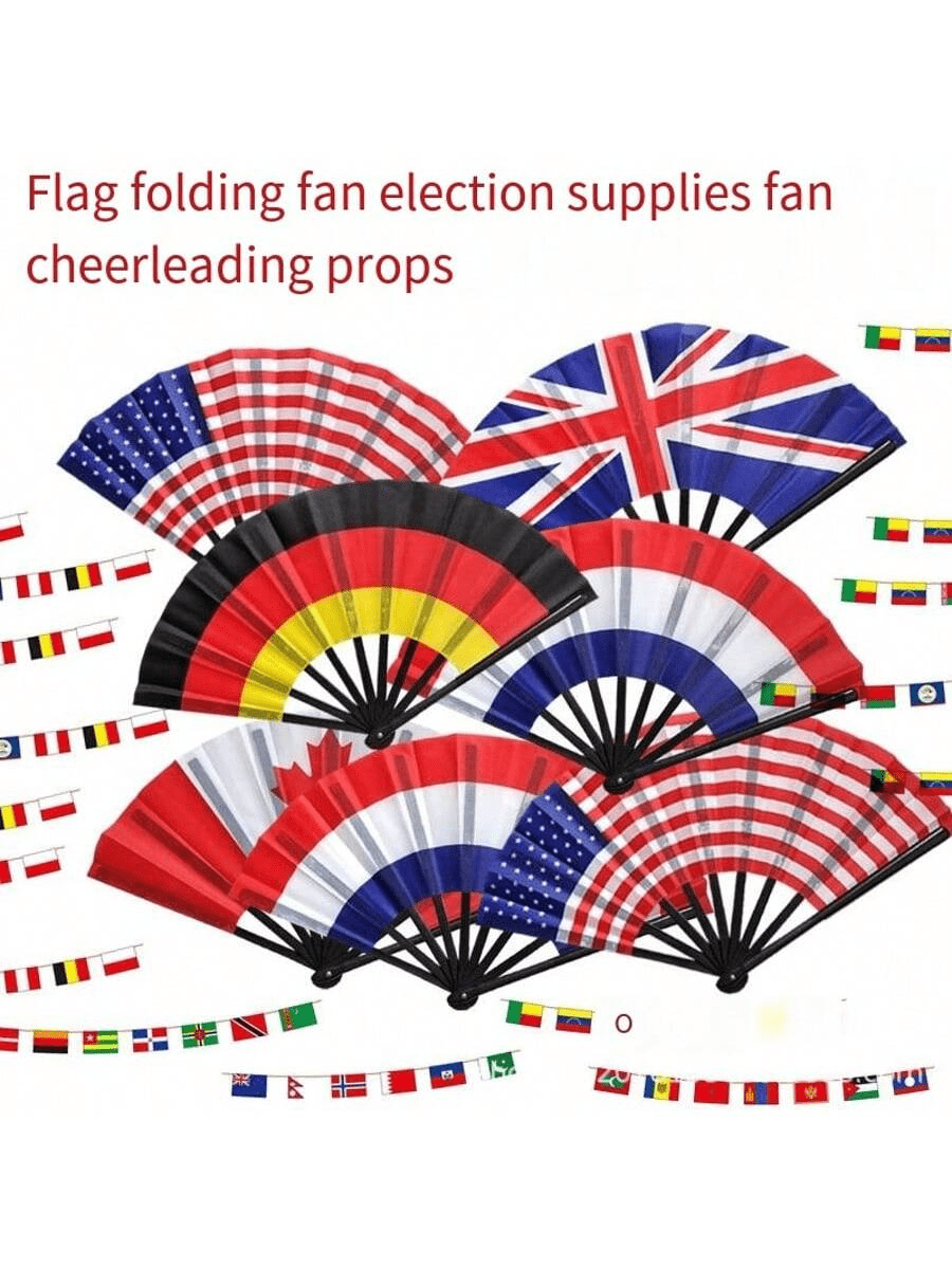 1pc Fan Flag, Football Fan Folding Hand Fan, Germany, France, Italy, Spain Flag Prop