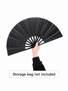 1 件手扇，闪亮纯色折叠扇。可折叠手扇，- 狂欢扇 - 优质面料大折叠扇，排舞，太极舞扇，尼龙布复古面料扇，舞台表演折叠扇，DIY 涂鸦纯色扇，适合男士/女士，节日，舞蹈，礼物