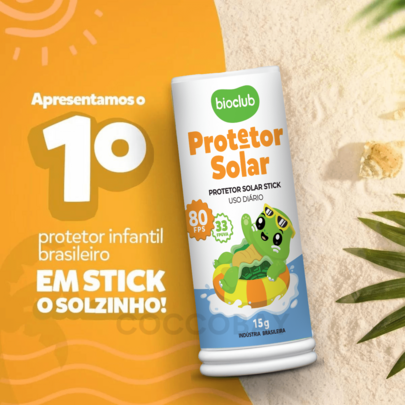 Protetor Solar Infantil Natural Vegano Solzinho Stick Bioclub 15g