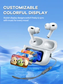 Upgraded Remax Wireless Bluetooth Earbuds With Display Screen, Wireless Stereo Earphones, Touch Control, Earphone Mini, Comfortable Sweatproof Sport Earphones, Earphone Design, White - trắng - Xem 2