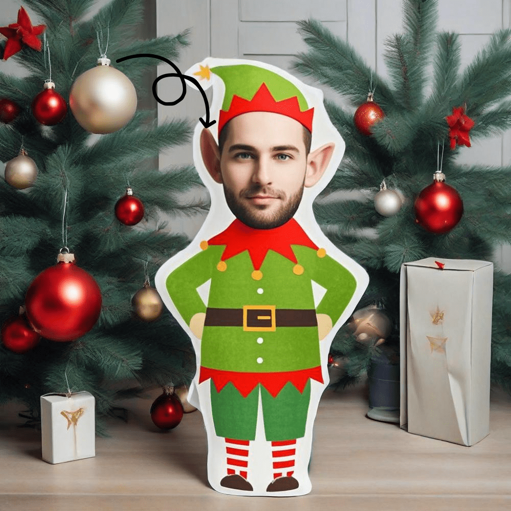 Customized Face Pillow, Elf Design, Personalized Mini Pillow, A Unique Gift For Him, Friends, Family, Suitable For Living Room And Bedroom Decoration, Cute Home Decoration For Father's Day, Mother's Day, Halloween, Christmas, Christmas Eve, Valentine's Day, Birthday, Personalized Anniversary, Thanksgiving, Easter, April Fool's Day, Carnival, National Day