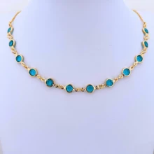 Chocker Necklace With Zirconia Stones And 18k Gold Plated - 淺藍色 - 查看 2