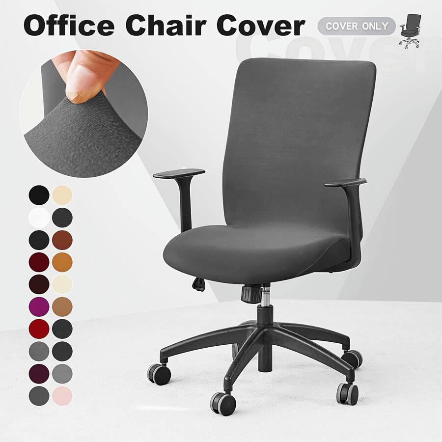 Funda elástica para silla de oficina de computadora sin cremallera duradera, universal, lavable y extraíble de spandex para silla giratoria de jefe, protector de asiento de silla de escritorio antideslizante y suave para perros, gatos y mascotas - Multicolor - Ver 1