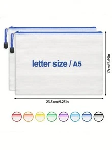 24件套防水A4/A5/A6尺寸拉链网状文件袋，十字绣和拼图项目收纳袋，适合旅行、上学、办公用品、文具，马卡龙色系（共八种颜色）。返校季必备，返校用品，母亲节礼物，适合送给母亲。 - 彩色 - 查看 10