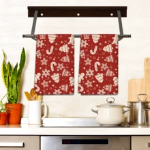 2/4 Pcs Set, Gingerbread Man & Bell Pattern Printed Dish Towels, Christmas Gifts, Christmas Decorations, Super Absorbent Microfiber Modern Towels For Cooking And Baking, Printed Dishcloths, Cleaning Towels, Hand Towels, Tea Towels, Soft And Highly Absorbent, Gifts For Neighbors, Moms, Friends, Housewarming, Kitchen Essentials, Kitchen Decor, Daily Necessities - Multicolor - View 4