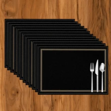 1 cái/4 cái/6 cái Tấm lót đĩa vải lanh in họa tiết đen đơn giản, thích hợp cho bàn ăn, trang trí mọi mùa, tấm lót bàn hiện đại có thể giặt được, trang trí phòng, đế lót ly, thảm ăn nhà bếp, trang trí tiệc trong nhà ngoài trời, trang trí nhà cửa, quà tặng lý tưởng - Nhiều màu - Xem 12