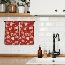 2/4 Pcs Set, Gingerbread Man & Bell Pattern Printed Dish Towels, Christmas Gifts, Christmas Decorations, Super Absorbent Microfiber Modern Towels For Cooking And Baking, Printed Dishcloths, Cleaning Towels, Hand Towels, Tea Towels, Soft And Highly Absorbent, Gifts For Neighbors, Moms, Friends, Housewarming, Kitchen Essentials, Kitchen Decor, Daily Necessities - Multicolor - View 3
